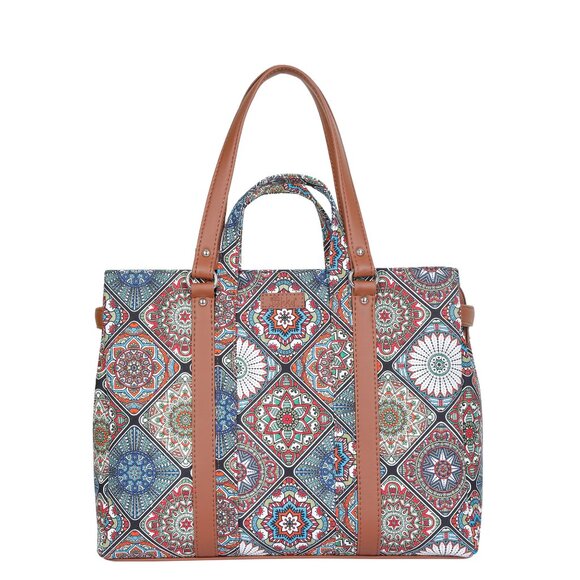 Multicolour Printed Women Tote Bag – Hand Crafted Fabric Handbags, Satchel Purse - Picture 1 of 10